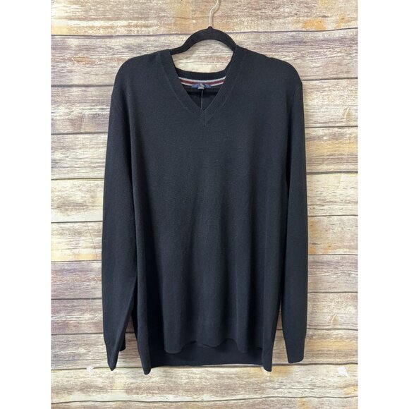 Brooks Brothers Pure Cashmere Sweater XXL Black V Neck NWT $250 - Picture 1 of 3